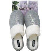 Wholesale - S-XL WOMEN GREY KNIT SLIPPER W/HOLO LEOPARD PRINT KENSIE C/P 18